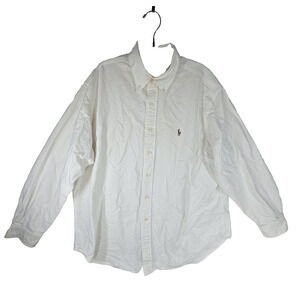 Vtg Ralph Lauren Shirt Mens Size 17.5 XL/XXL White Long Sleeve Button Up Cotton